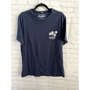 Chubbies Mens Large Navy Blue Welcome to the Weekend Palm Tree Graphic T-Shirt